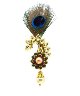 Gold Plated Peacock Feather Brooch For Men 2