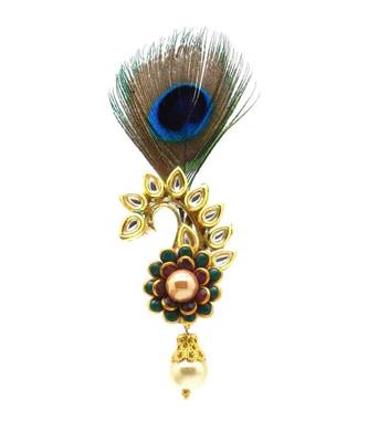 Gold Plated Peacock Feather Brooch For Men 3