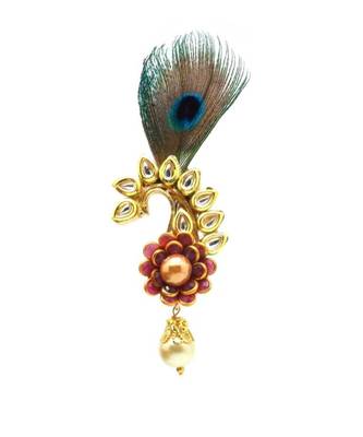 Gold Plated Peacock Feather Brooch For Men 1