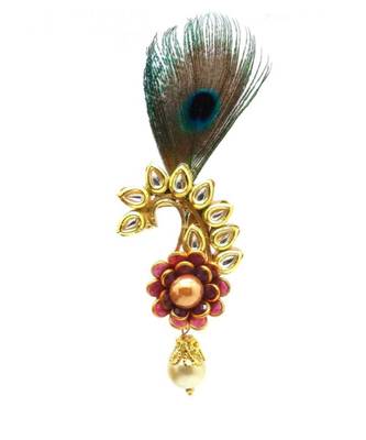 Gold Plated Peacock Feather Brooch For Men 2