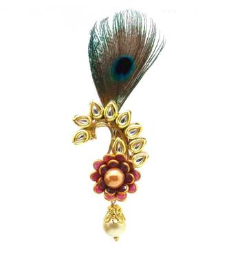Gold Plated Peacock Feather Brooch For Men 3