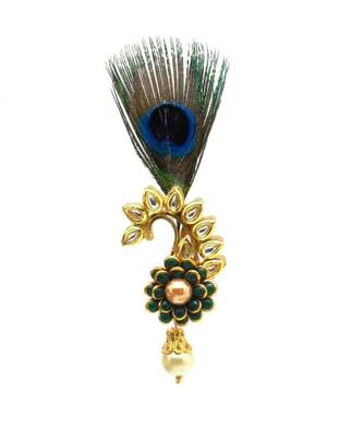 Gold Plated Peacock Feather Brooch For Men 1