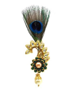 Gold Plated Peacock Feather Brooch For Men 2