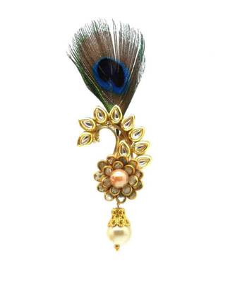 Gold Plated Peacock Feather Brooch For Men 1