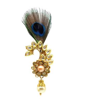 Gold Plated Peacock Feather Brooch For Men 2