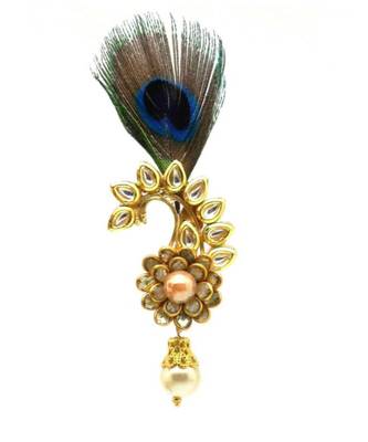 Gold Plated Peacock Feather Brooch For Men 3