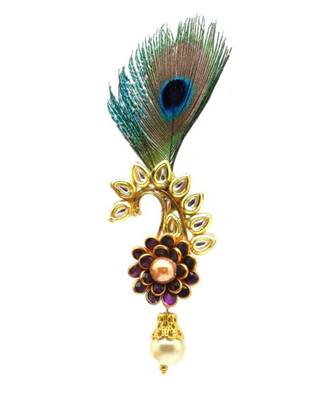Gold Plated Peacock Feather Brooch For Men 1