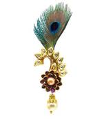 Gold Plated Peacock Feather Brooch For Men