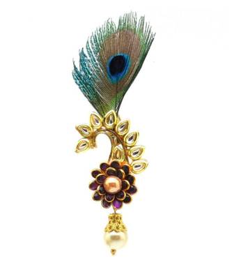 Gold Plated Peacock Feather Brooch For Men 3