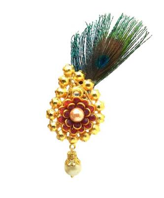 Gold Plated Peacock Feather Brooch For Men 2