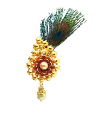 Gold Plated Peacock Feather Brooch For Men 3