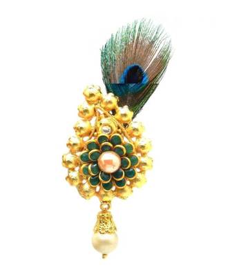 Gold Plated Peacock Feather Brooch For Men 2