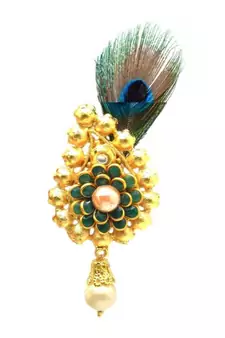 Gold Plated Peacock Feather Brooch For Men