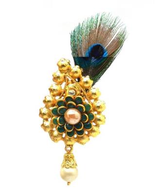 Gold Plated Peacock Feather Brooch For Men 3