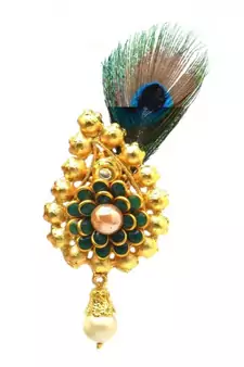 Gold Plated Peacock Feather Brooch For Men