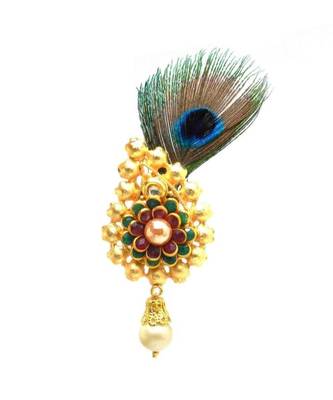 Gold Plated Peacock Feather Brooch For Men 1