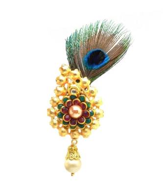 Gold Plated Peacock Feather Brooch For Men 2