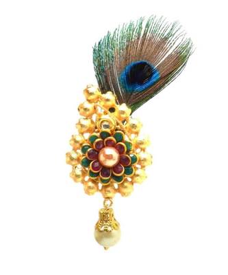 Gold Plated Peacock Feather Brooch For Men 3