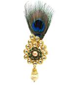 Gold Plated Peacock Feather Brooch For Men