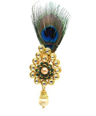 Gold Plated Peacock Feather Brooch For Men 2