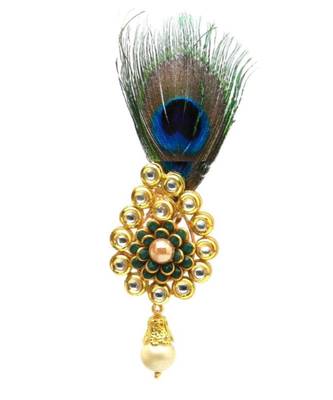 Gold Plated Peacock Feather Brooch For Men 3