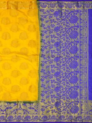 Mustard Woven Art Silk Saree With Blouse 5