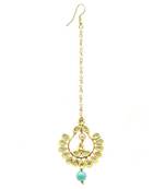 Chand Bali Shaped Maang Tikka Decorated Kundan & Pearl Drops