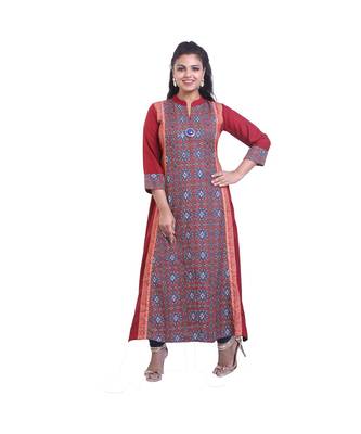 Designer Maroon Printed flared kurta For Women 1