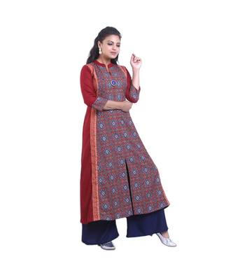 Designer Maroon Printed flared kurta For Women 2