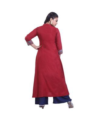 Designer Maroon Printed flared kurta For Women 4