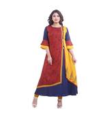 Designer Maroon & Blue Layered Kurta For Women
