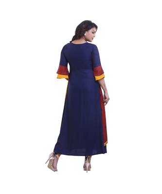 Designer Maroon & Blue Layered Kurta For Women 4