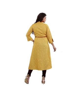 Designer Mustard Maxi Dress with Belt For Women 4