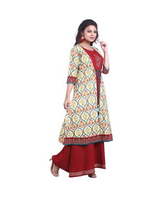 Designer Maroon Anarkali Kurta with Printed Jacket  For Women 2