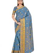 Grey Woven Crepe Saree With Blouse