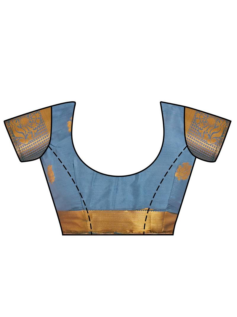 Grey Woven Crepe Saree With Blouse