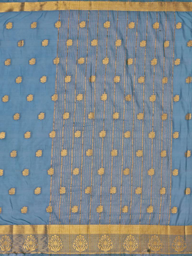 Grey Woven Crepe Saree With Blouse