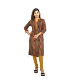 Mustard Printed Kurti For Women