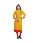 Mustard Embellished Kurti  For Women