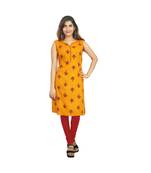 Mustard Printed Kurti For Women