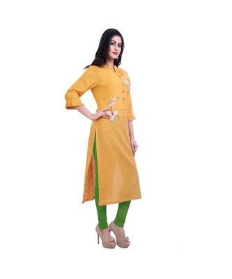 Mustard Slubbish Kurta For Women 2