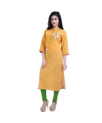 Mustard Slubbish Kurta For Women 3