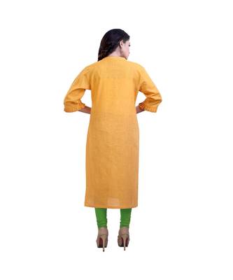 Mustard Slubbish Kurta For Women 4