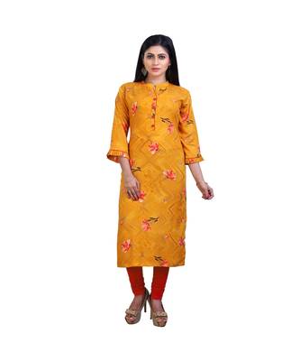 Mustard Printed Kurta For Women 1