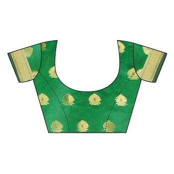 Green woven cotton silk saree with blouse 5