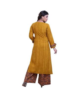 Mustard embellished kurta & Palazzo For Women 4