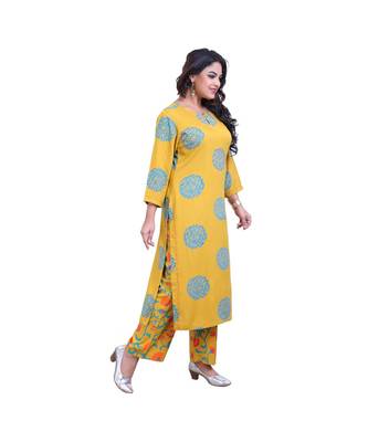 Mustard printed kurta & Palazzo For Women 2