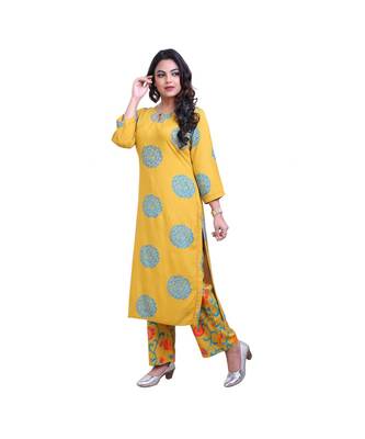 Mustard printed kurta & Palazzo For Women 3