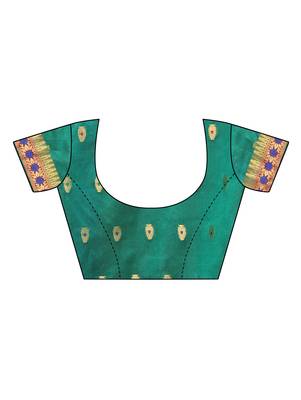 Brown woven cotton silk saree with blouse 5