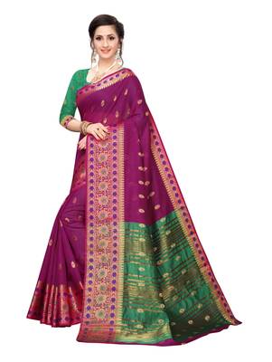 Grey woven cotton silk saree with blouse 2